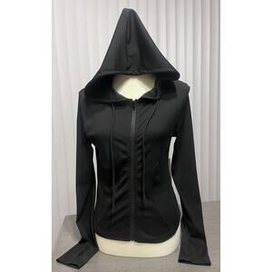 Women's Fitted Ribbed Black Hoodie